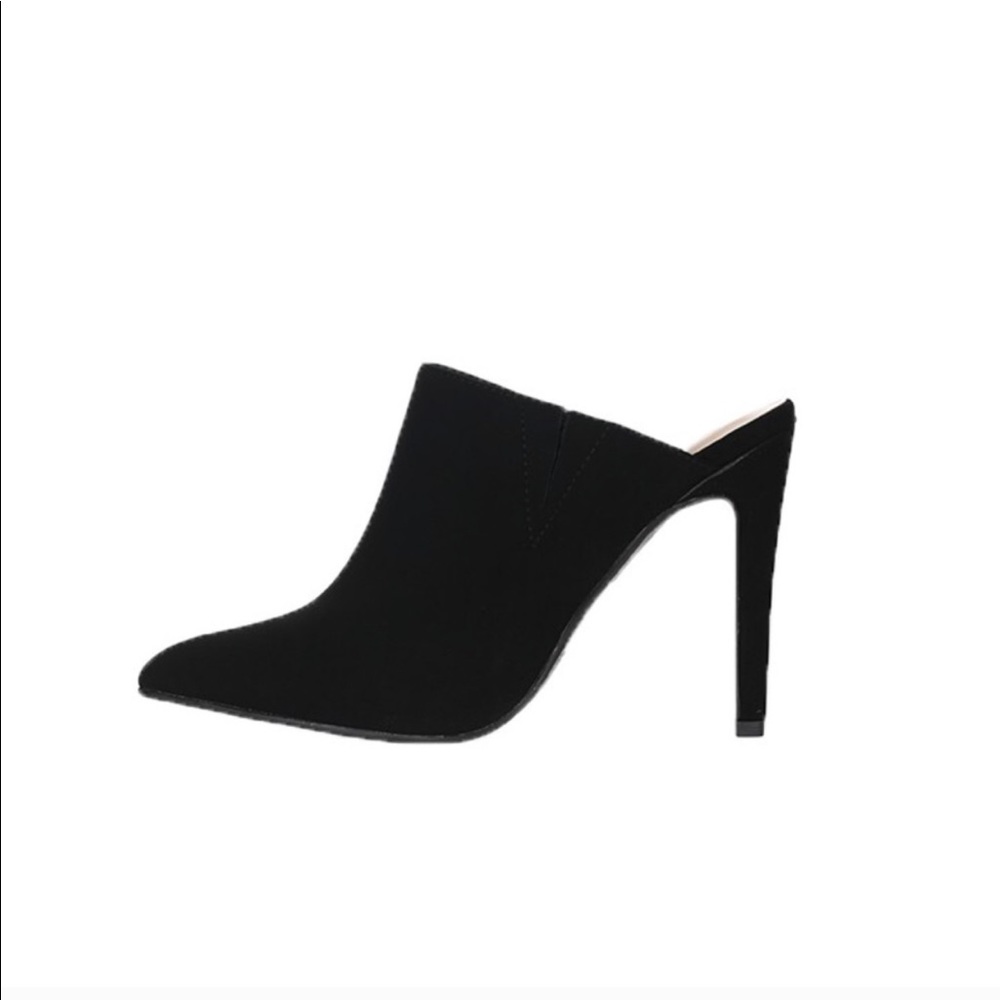 Trendy Pointy Toe High Heel Mules Black - Picture 2 of 5